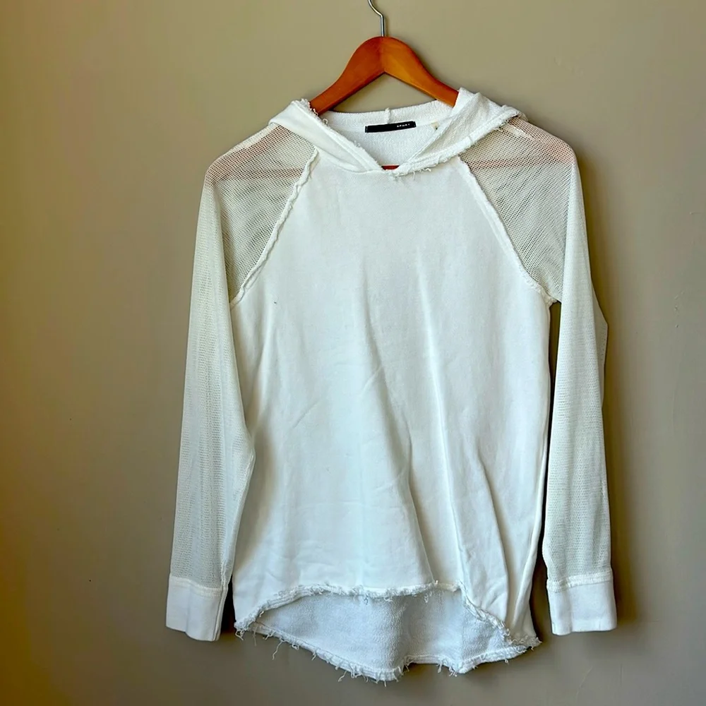 ELIE TAHARI SPORT white mesh sleeves hoodie size XS - Picture 1 of 5